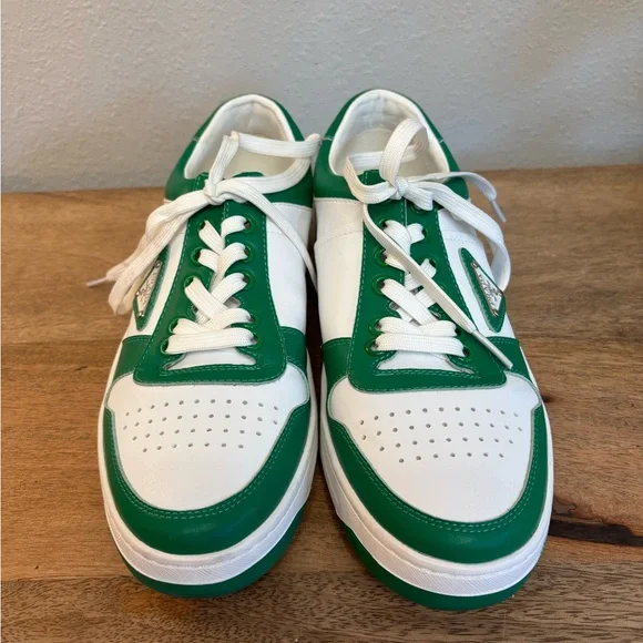 PRADA low top Leather Sneakers Green and white - Picture 11 of 11